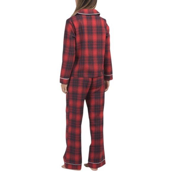 89TH & MADISON Cotton Blend Flannel Plaid Pajama Top And Pants Set - Picture 2 of 4